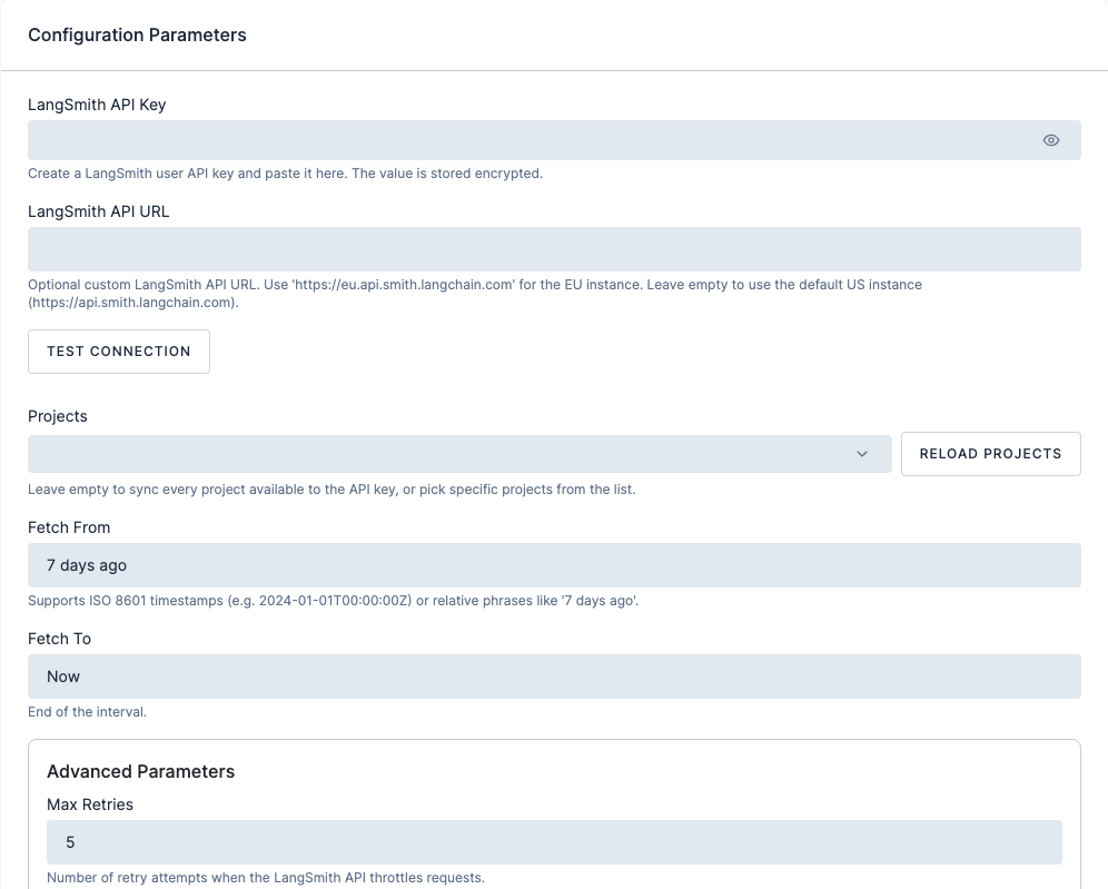 Screenshot - LangSmith Traces configuration